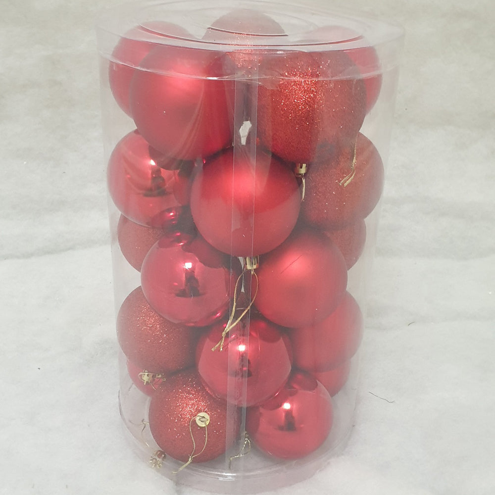 25 Christmas Baubles - Red - 7cm - Strings Attached
