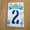 Blue Number 2 Balloon - 42" foil Balloon - uninflated
