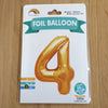 Gold Number 4 Balloon - 42" foil Balloon - uninflated