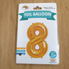 Gold Number 8 Balloon - 42" foil Balloon - uninflated