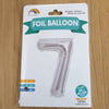 Silver Number 7 Balloon - 42" foil Balloon - uninflated
