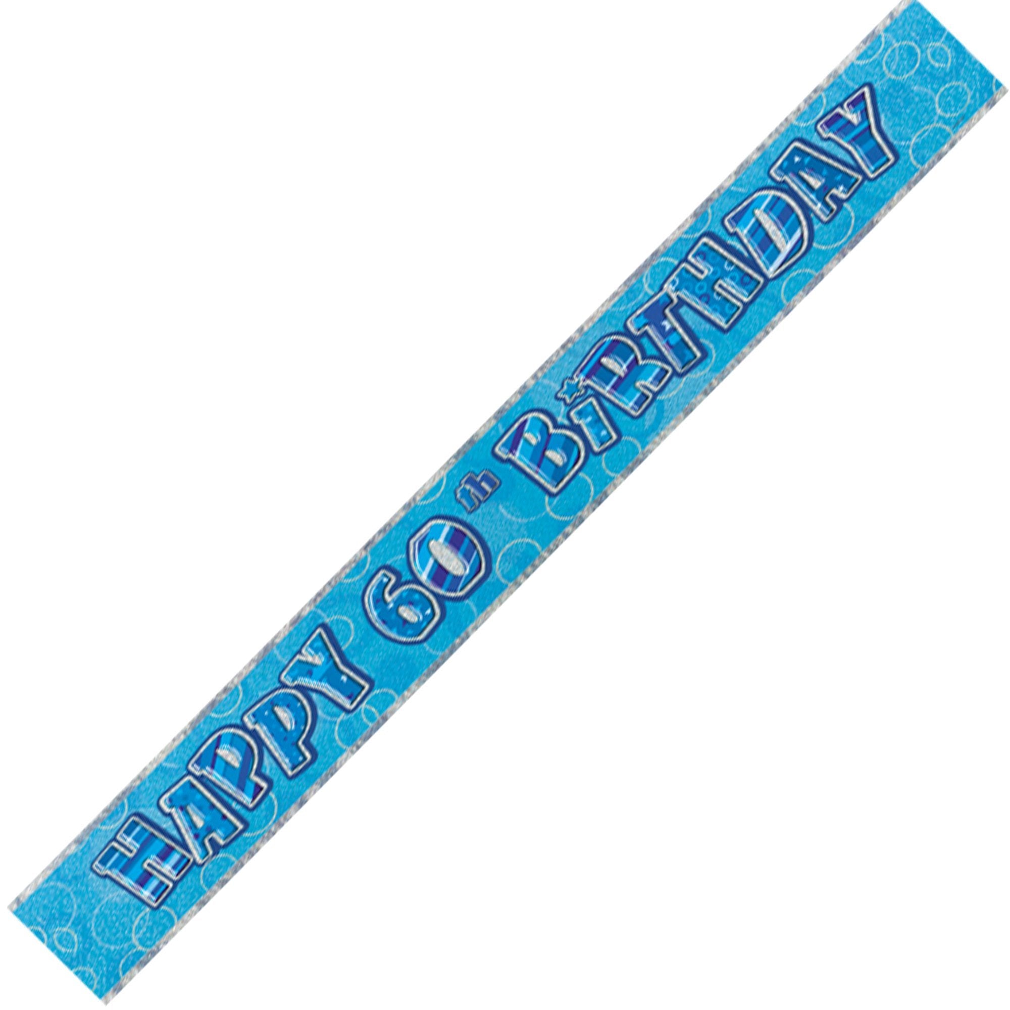 Birthday Glitz Strip Banner - Blue 60th Birthday