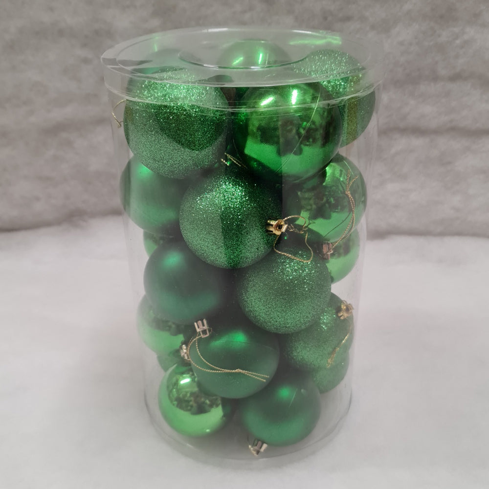 Tube of 7cm Green Christmas Baubles