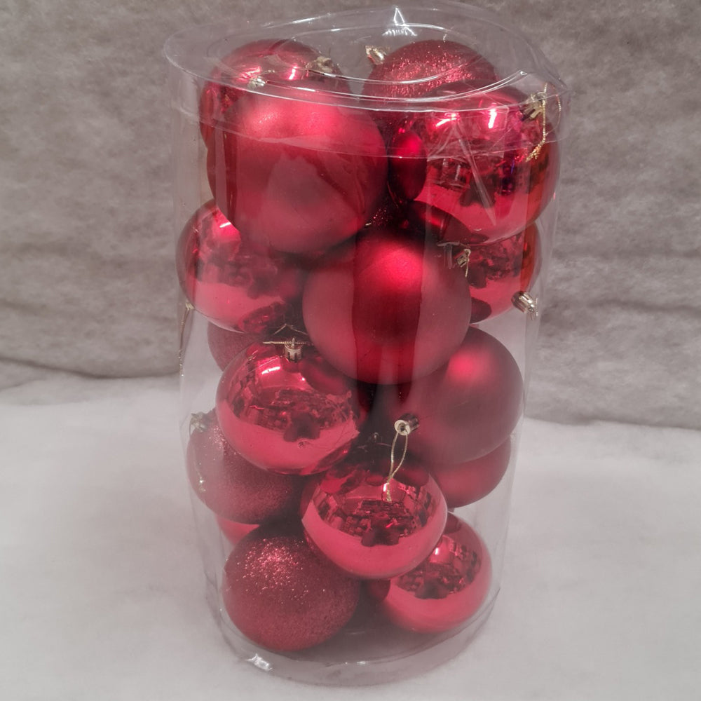 Tube of 10cm Red Christmas Baubles