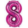 Pink Number 8 Balloon - 42" foil Balloon - uninflated