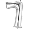 Silver Number 7 Balloon - 42" foil Balloon - uninflated
