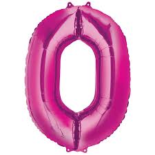 Pink Number 0 Balloon - 42" foil Balloon - uninflated
