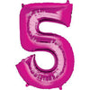 Pink Number 5 Balloon - 42" foil Balloon - uninflated