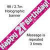 Birthday Prism Strip Banner - Pink 21st Birthday
