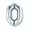 Silver Number 0 Balloon - 42" foil Balloon - uninflated