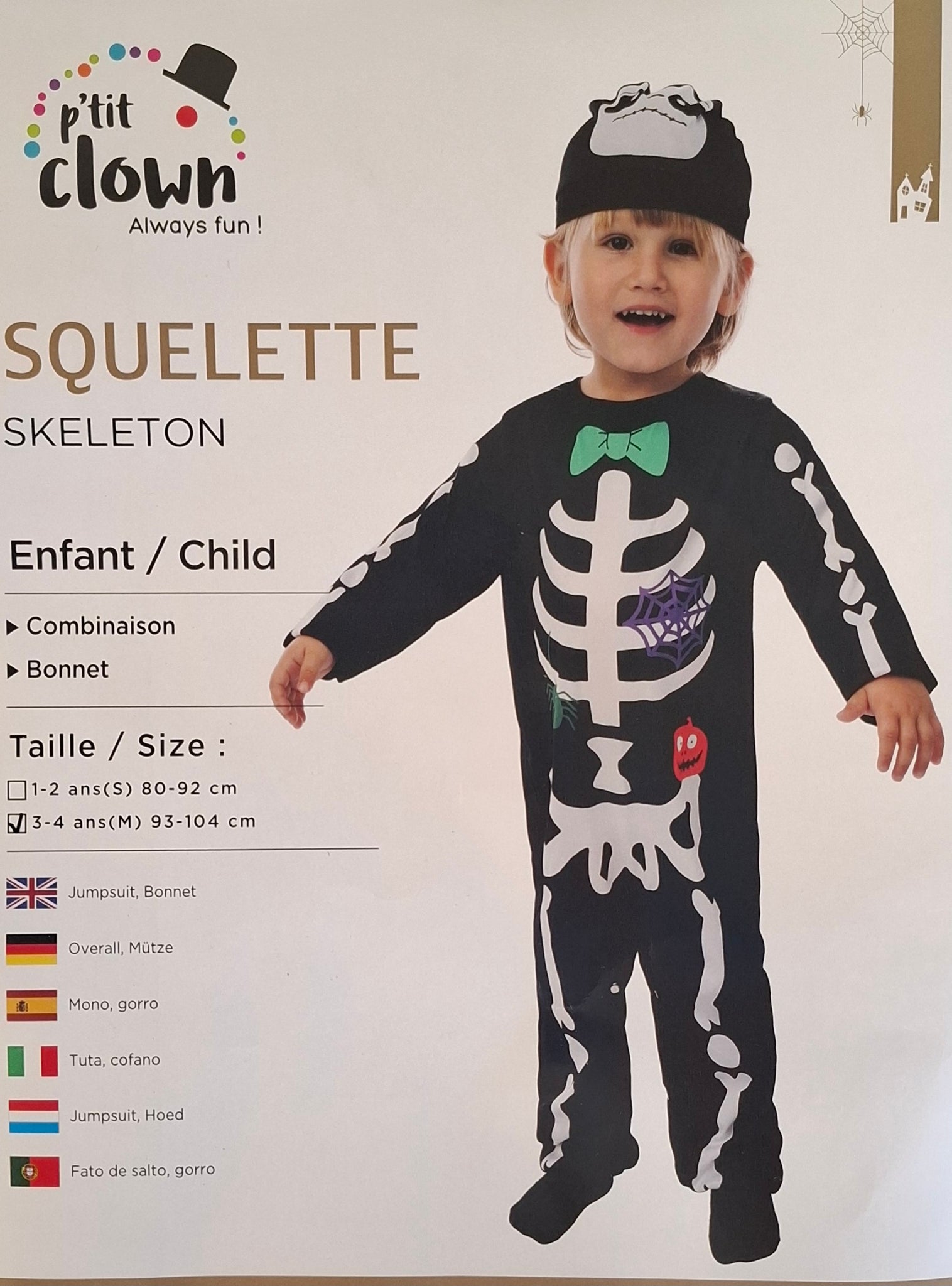 Child Skeleton Costume 3-4 years