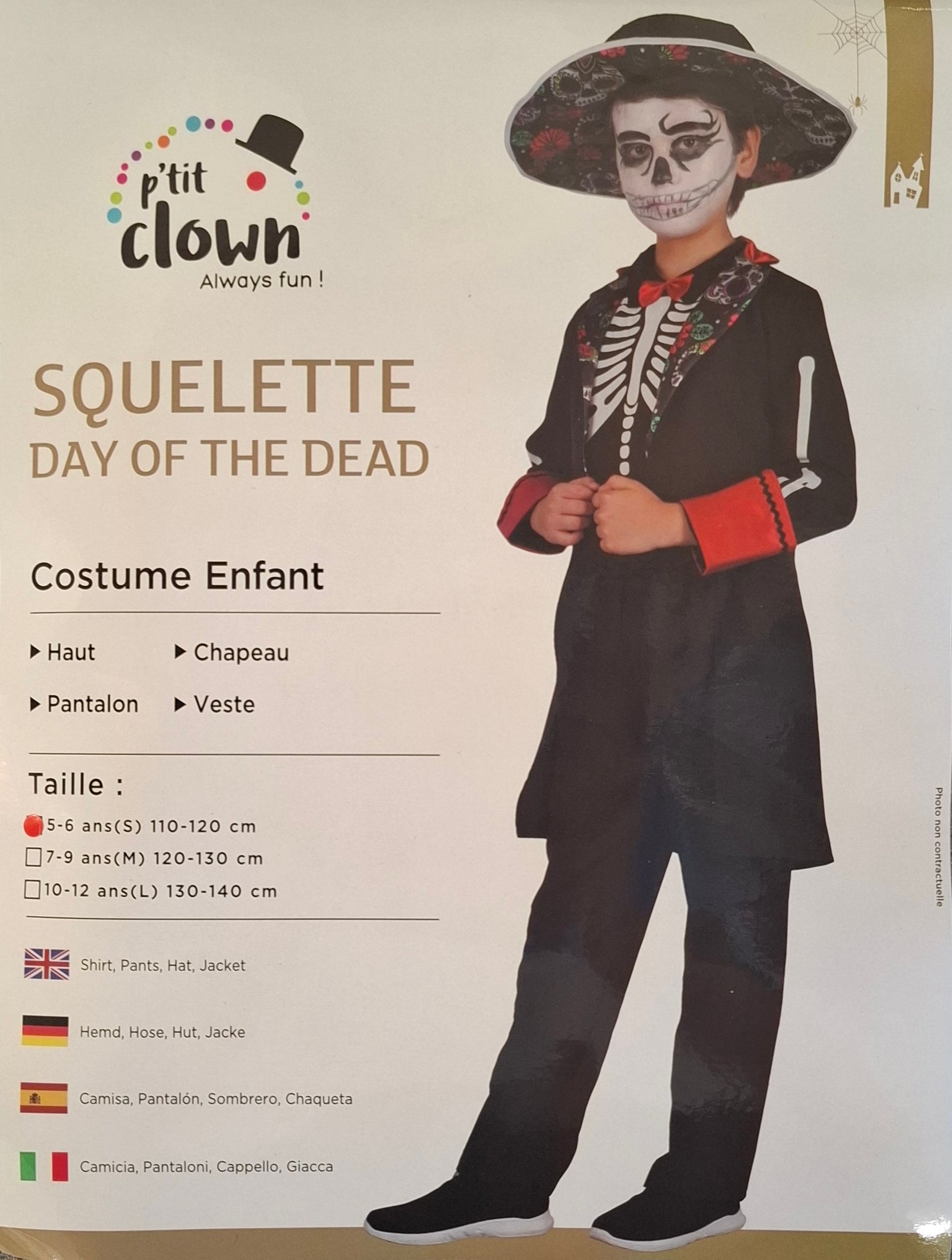 Child Day of the Dead Costume 5- 6 years