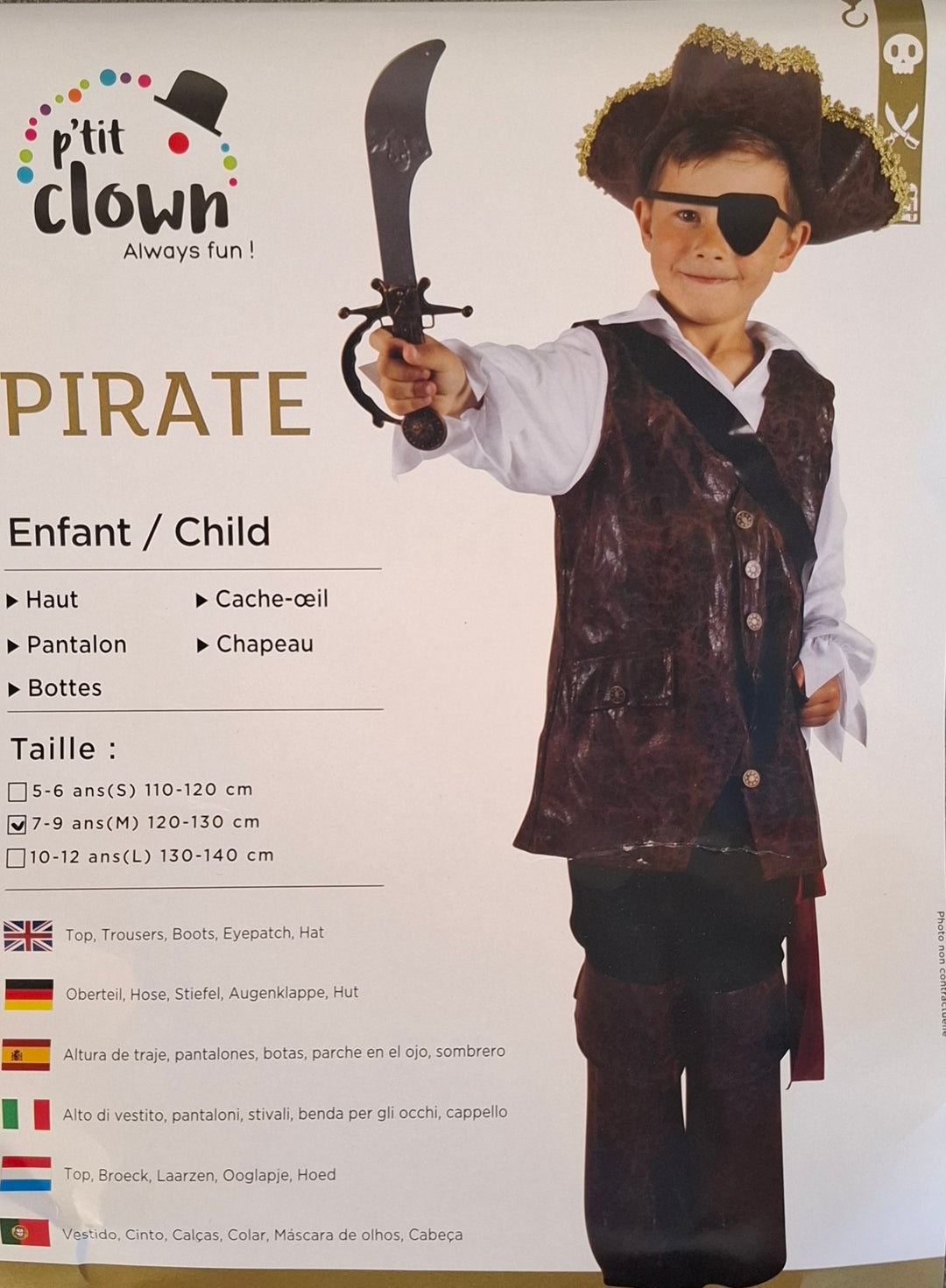 Child Pirate Costume (Boy) 7-9 years