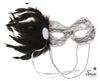 Costume Mask with Lace and Feathers (Silver)