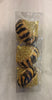 3 Christmas Baubles - Gold Glitter and Tiger print - 7cm - Strings Attached