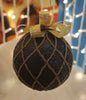 3 Christmas Baubles - Black glitter and Gold design 7cm - Strings Attached