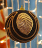 3 Christmas Baubles - Black glitter and Gold Leaf design 7cm - Strings Attached