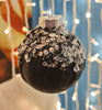 3 Christmas Baubles - Black Satin and Silver Sequins- 7cm - Strings Attached