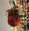Large Red Christmas Bauble with Bow and Evergreen Decorations