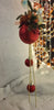 Large Red Christmas Bauble with Bow and Evergreen Decorations