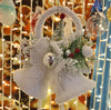 White Flocked Bells Hanging Decoration 25cm