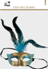 Costume Mask with Feathers  (Blue)