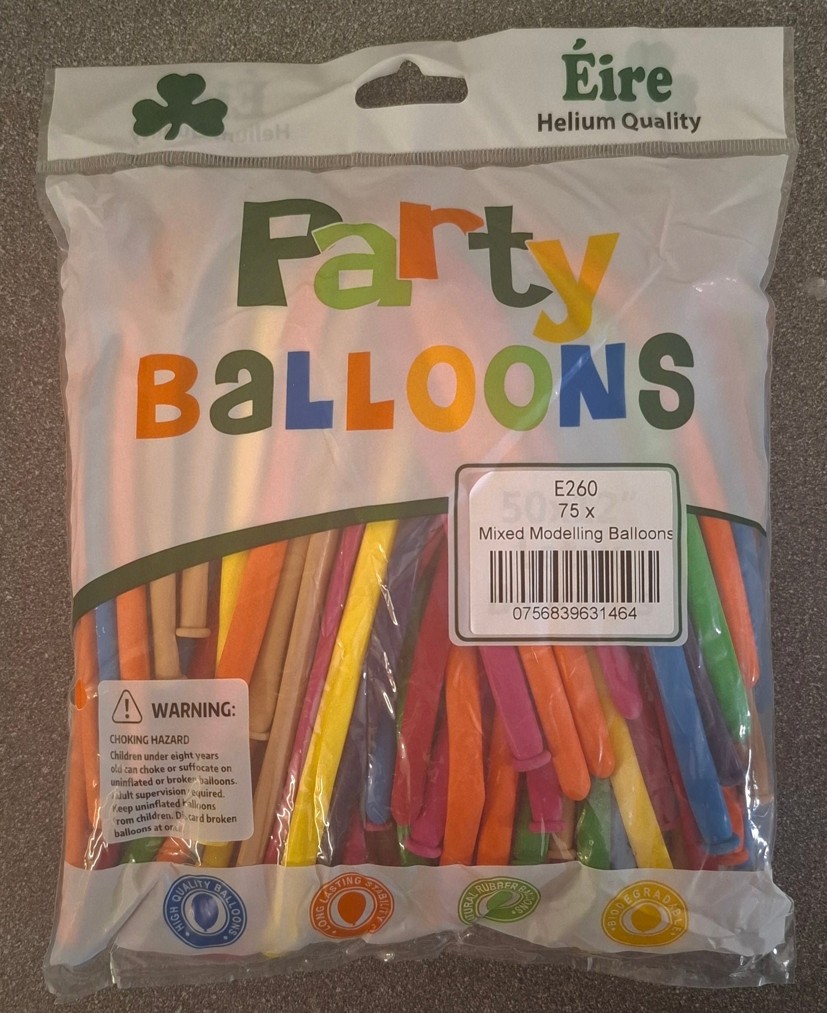 Mixed Balloons - E260 Bag of 75 Eire Pastel modelling Balloons