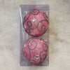 2 Christmas Baubles - Pink with Silver Stars - 10cm - Strings Attached