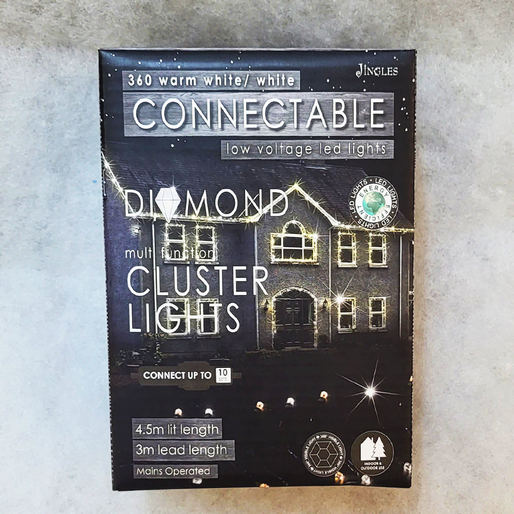 360 Warm White/White Christmas Connectable Cluster Lights