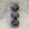 3 Christmas Baubles - Navy Black with White Designs - 8cm - Strings Attached