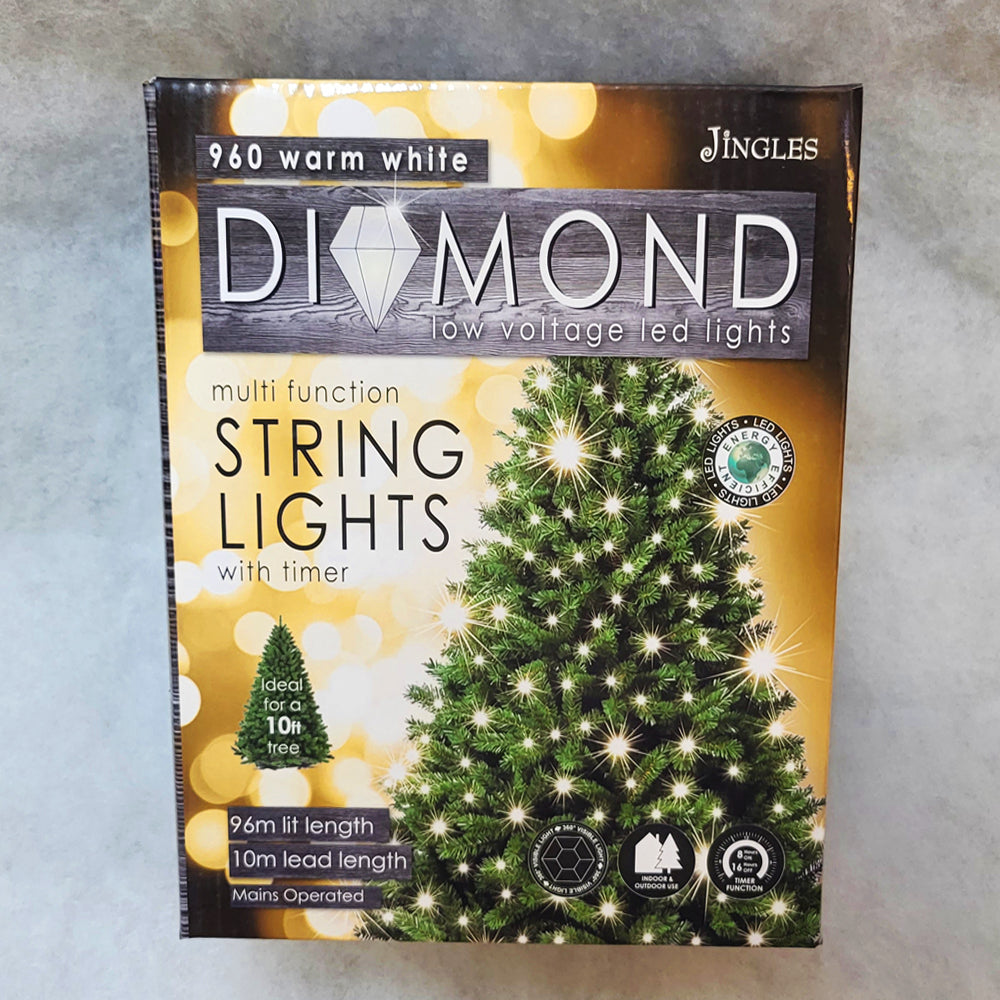 960 Warm White Christmas Diamond String Lights