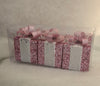 3 Christmas Baubles - Pink Christmas Gifts with Bow - 8cm - Strings Attached