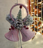 Pink and Silver Velvet Bells Hanging Decoration