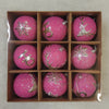 9 Christmas Baubles - Cerise Pink - 8cm - Strings Attached