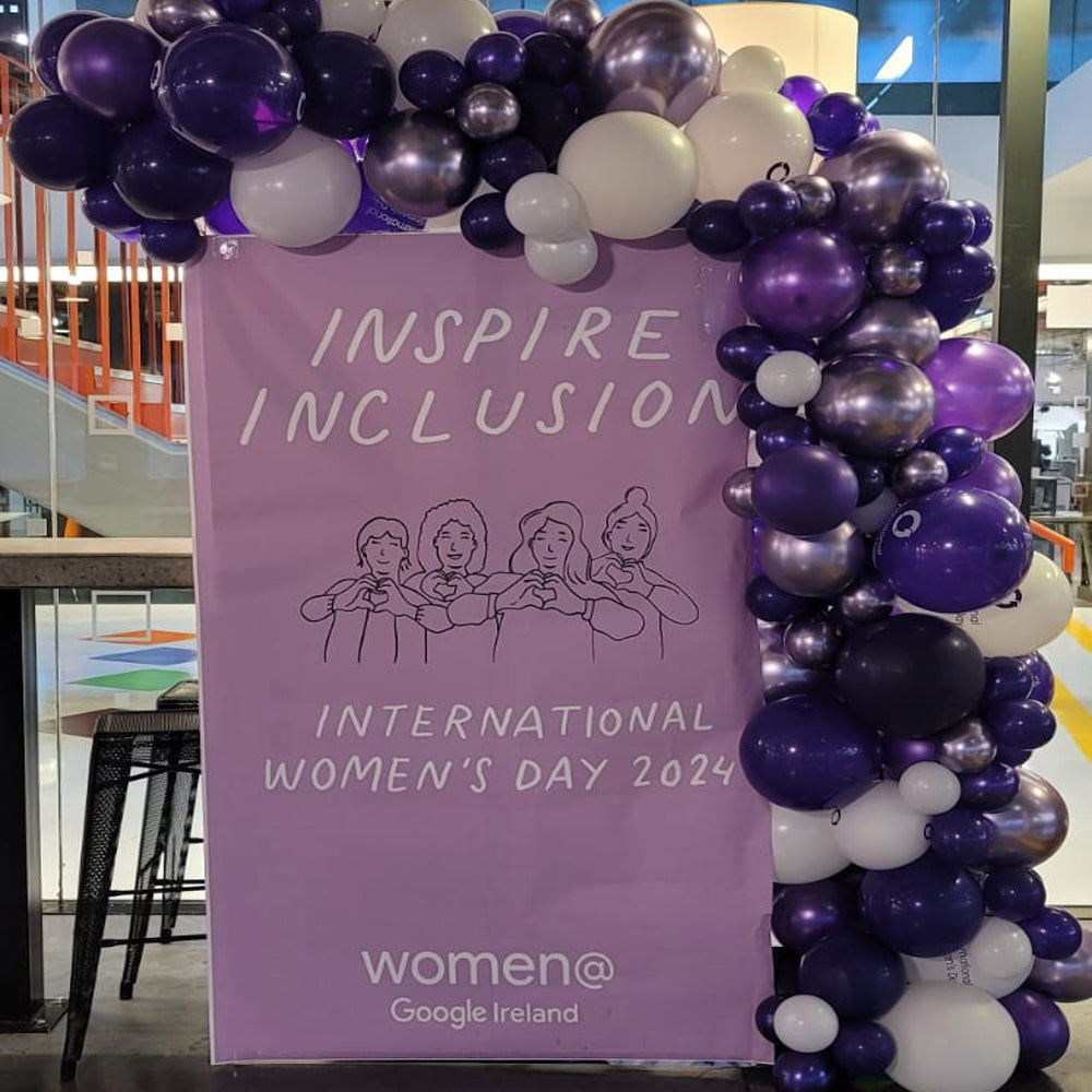 International Women's Day demi arch with poster