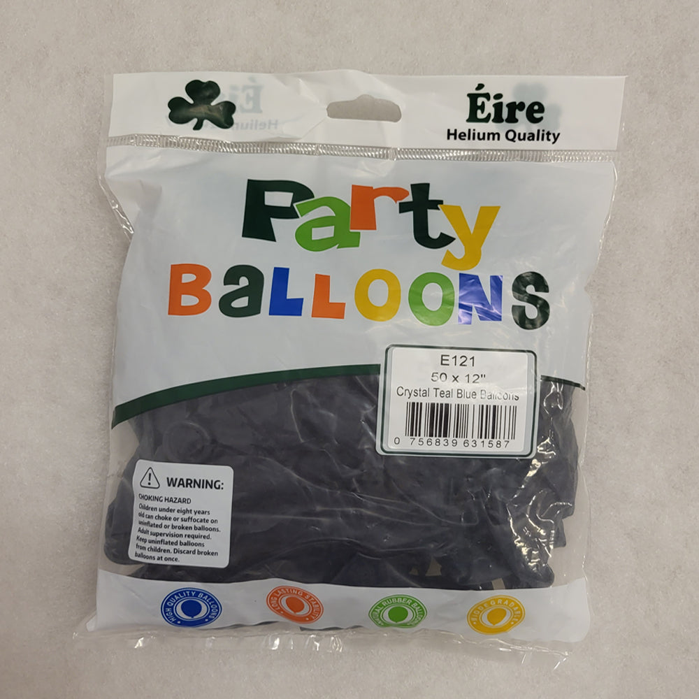 Blue Balloons - E121 Bag of 50 Eire Crystal Teal Blue Balloons