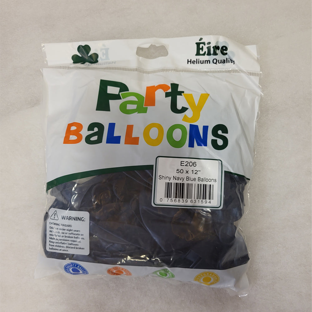 Blue Balloons - E206 Bag of 50 Eire Shiny Navy Blue Balloons
