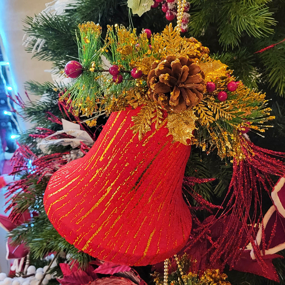 Large Red and Gold Velvet Bell Hanging Decoration