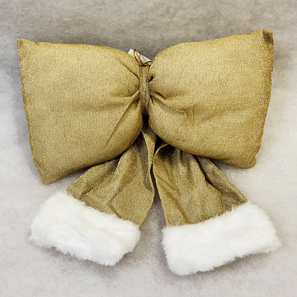 Medium Plush Bow - Gold - Christmas Tree Decoration - 30cm x 36cm