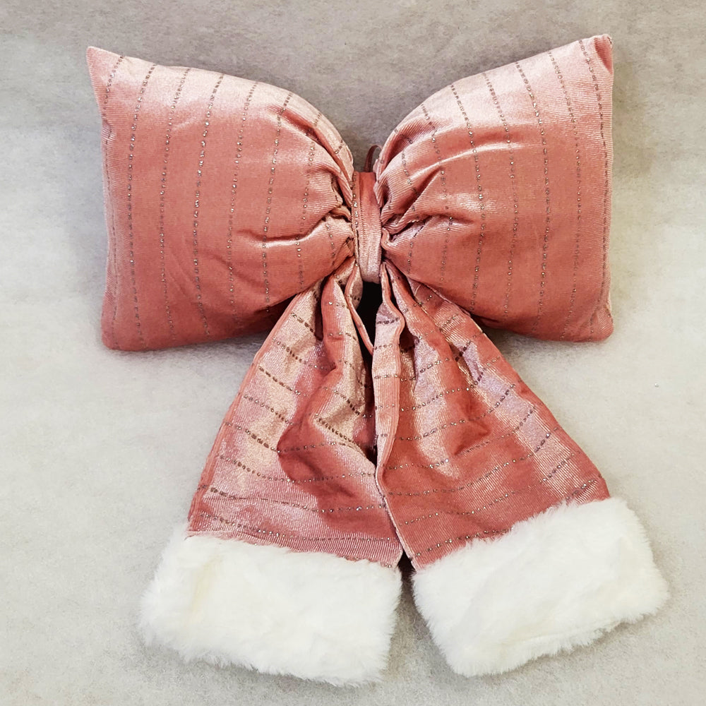 Medium Plush Bow - Light Pink - Christmas Tree Decoration - 30cm x 36cm