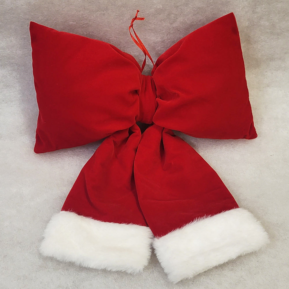 Medium Plush Bow - Red - Christmas Tree Decoration - 30cm x 36cm