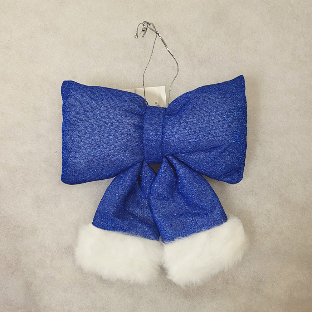 Mini Plush Bow - Cobalt Blue - Christmas Tree Decoration - 16cm x 20cm