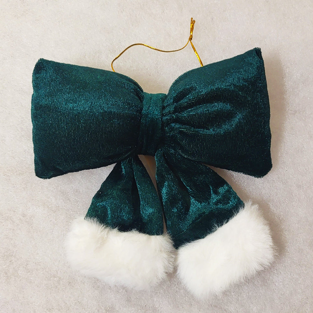 Mini Plush Bow - Pine Green - Christmas Tree Decoration - 16cm x 20cm