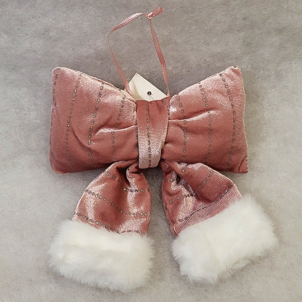 Mini Plush Bow - Light Pink - Christmas Tree Decoration - 16cm x 20cm