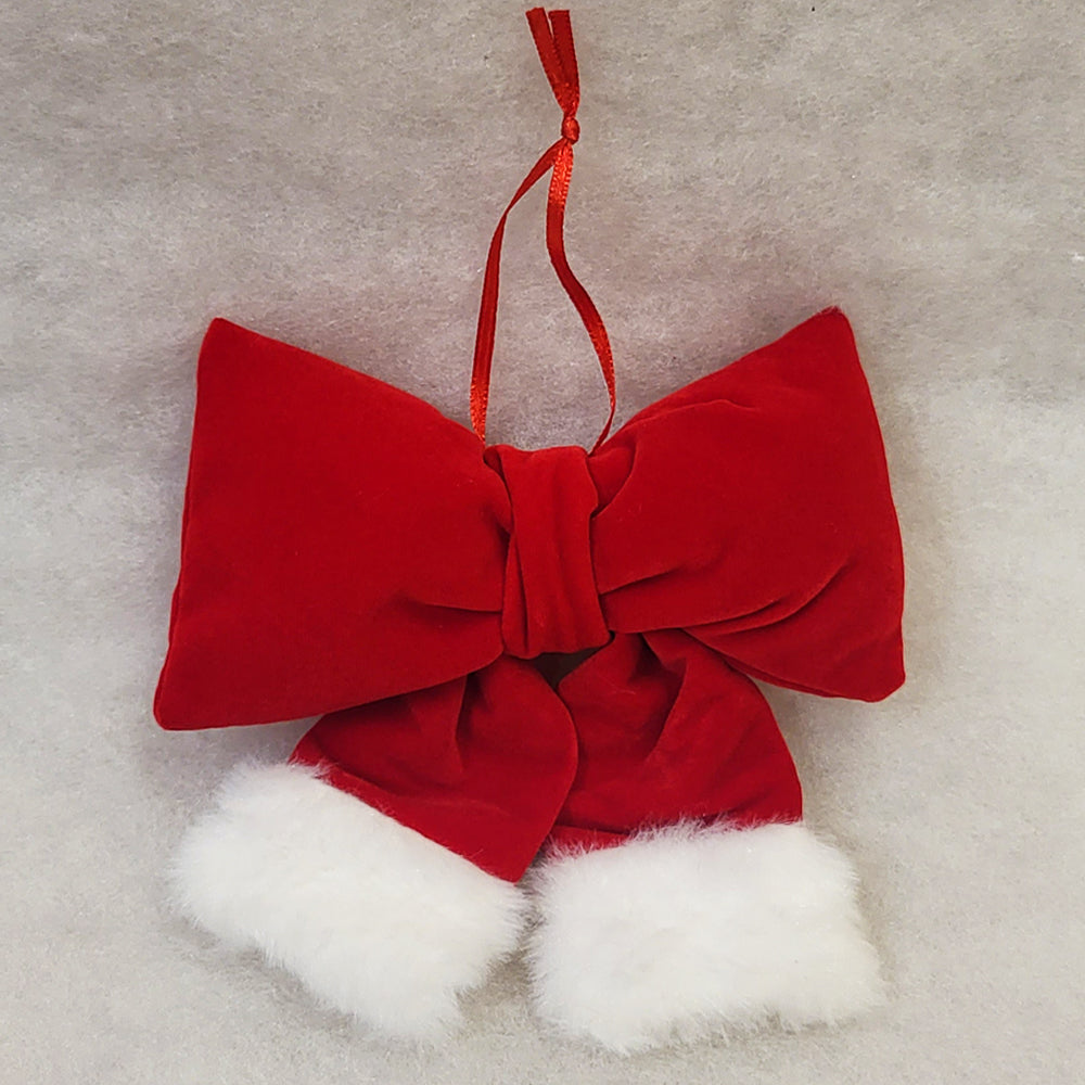 Mini Plush Bow - Red - Christmas Tree Decoration - 16cm x 20cm