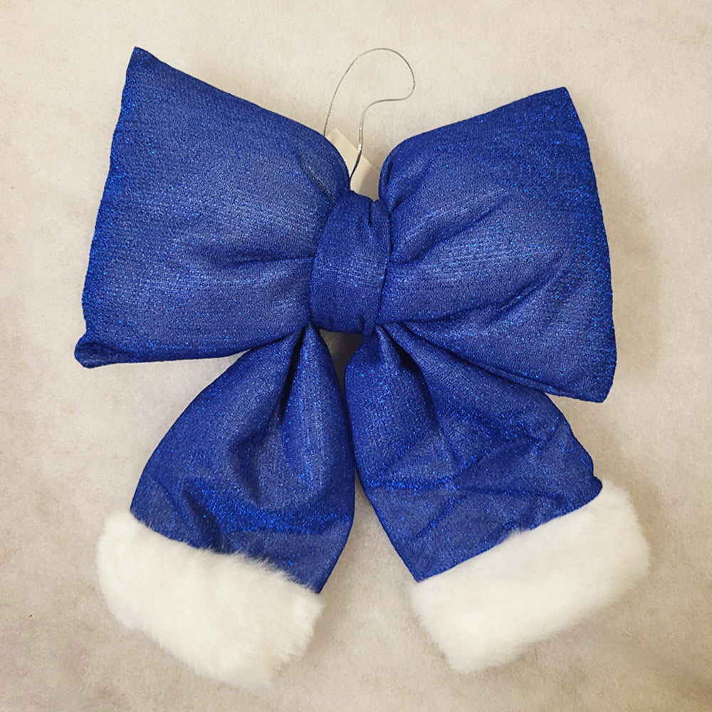 Small Plush Bow - Cobalt Blue - Christmas Tree Decoration - 22cm x 28cm