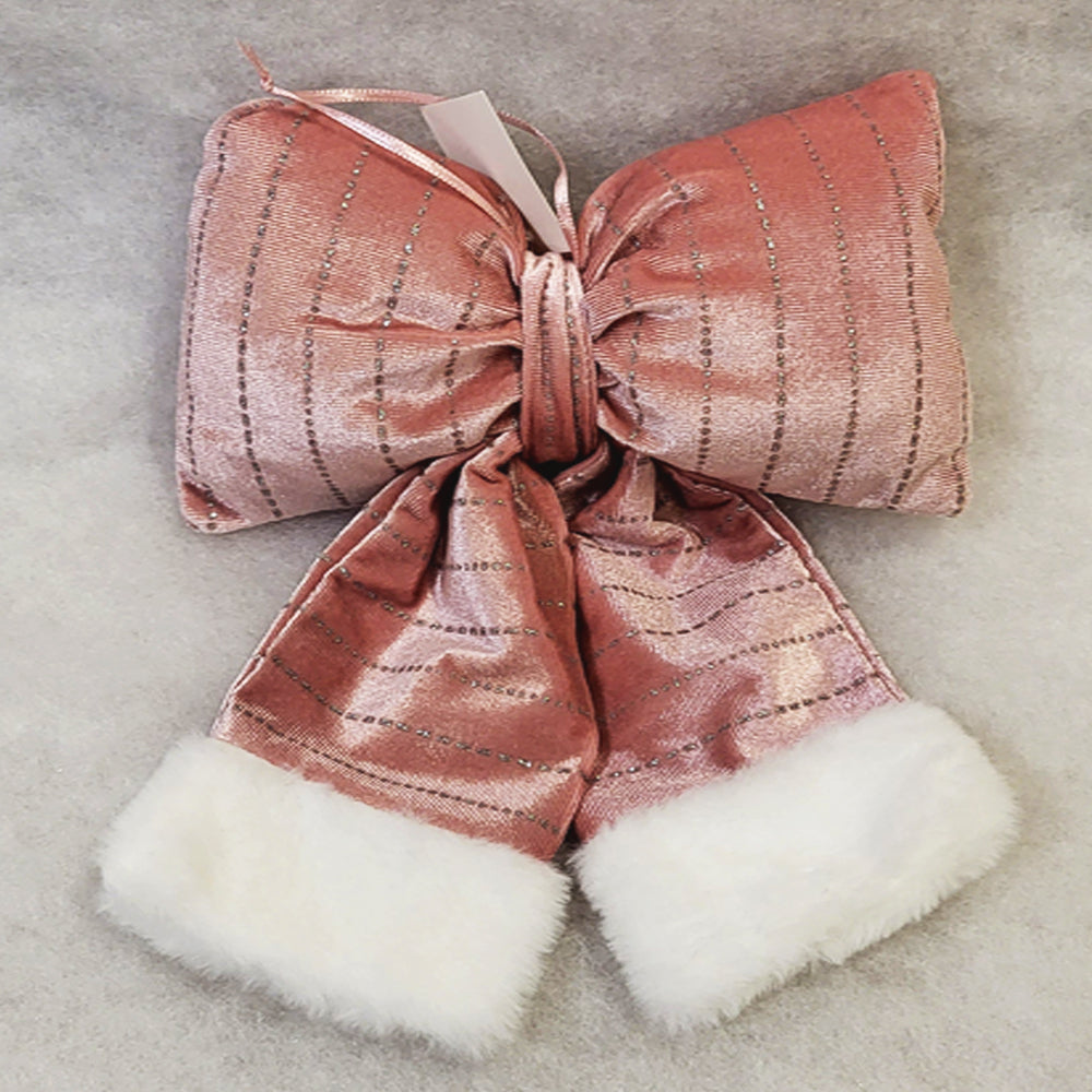 Small Plush Bow - Light Pink - Christmas Tree Decoration - 22cm x 28cm