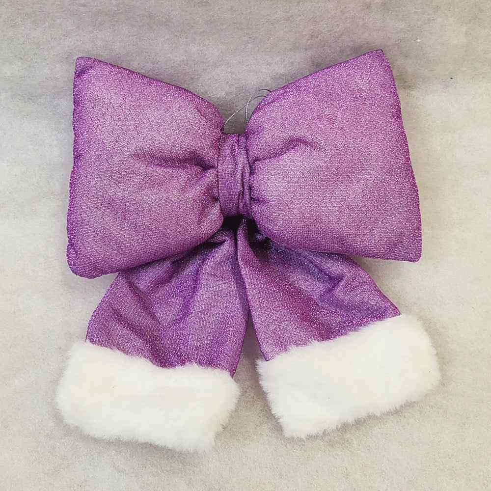 Small Plush Bow - Purple - Christmas Tree Decoration - 22cm x 28cm