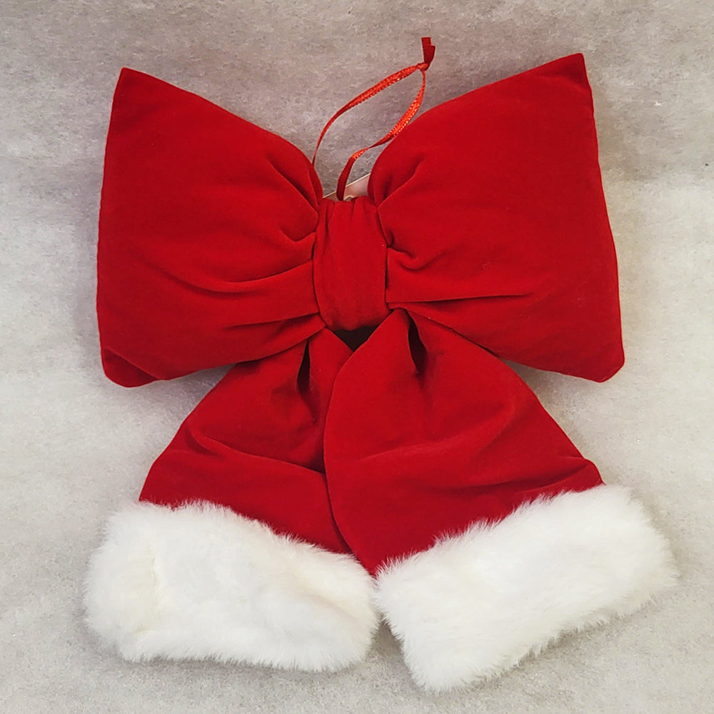 Small Plush Bow - Red - Christmas Tree Decoration - 22cm x 28cm