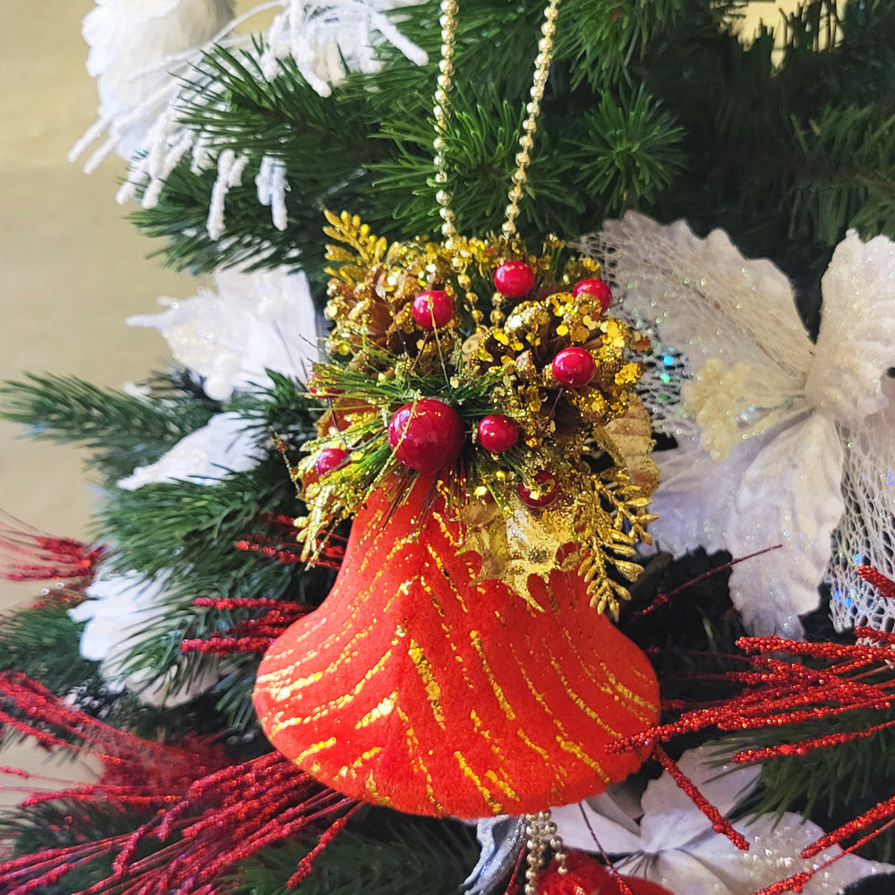 Small Red and Gold Velvet Bell Hanging Decoration